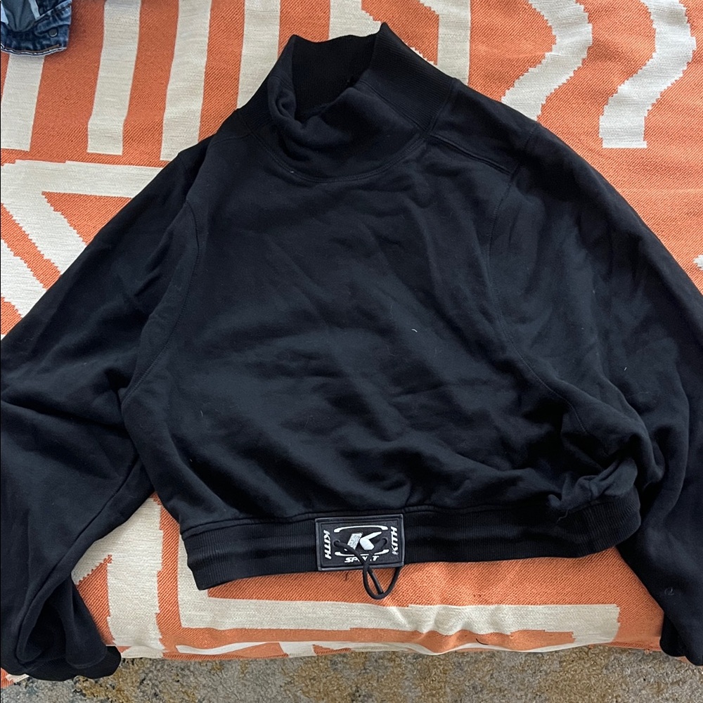 Kith Black High-Neck Cropped Sweatshirt